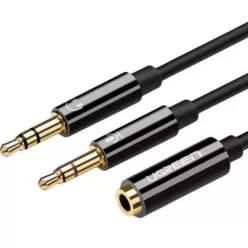   UGREEN 20898 2x3,5mm jack male-1x3,5mm jack famale adapter cable 0,2m Black