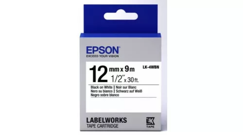 Epson LK-4WBN címkeszalag (12mm) Black on White - 9m