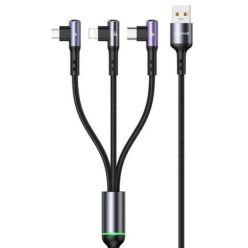   Usams USB-A to USB-C, Lightning, microUSB male/male cable 1,2m Black