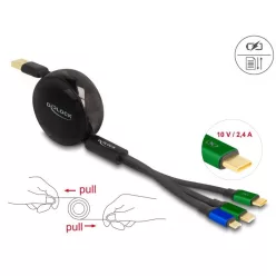 DeLock USB-A to USB-C, microUSB male/male cable Black