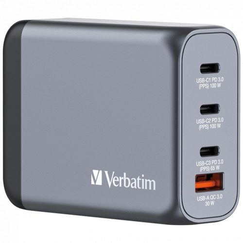 Verbatim 100W 4-Port GaN Wall Charger Grey