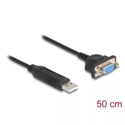   DeLock USB 2.0 to serial RS-232 adapter D-Sub 9 female with compact connector housing 50 cm FTDI