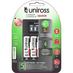   Uniross Hybrio Ni-Mh LCD akku gyorstöltő + 4xAA 2100mAh akku