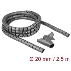 DeLock Spiral Hose with Pull-in Tool 2.5 m x 20 mm grey