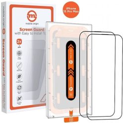   Mobile Origin Orange Screen Guard iPhone 15 Pro Max with easy applicator 2 pack