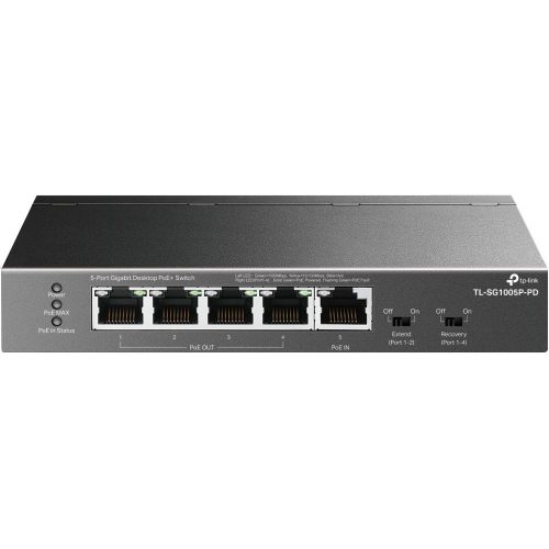 TP-Link TL-SG1005P-PD 5-Port Gigabit Desktop PoE+ Switch with 1-Port PoE++ In and 4-Port PoE+Out