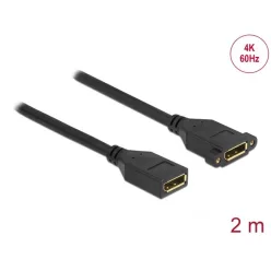   DeLock DisplayPort 1.2 cable female to female panel-mount 4K 60Hz 2m Black