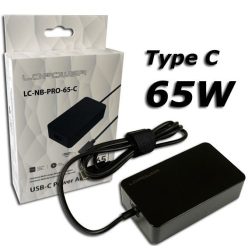   LC Power LC-NB-GAN-65-C 65W USB-C Notebook Power Adapter Black