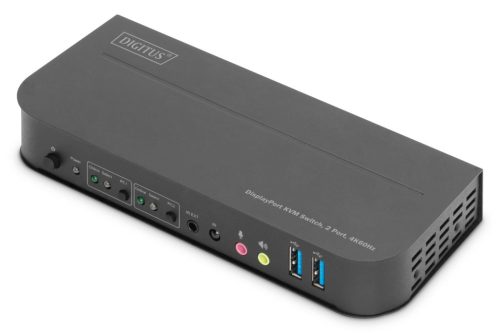 Digitus KVM Switch 2-Port 4K60Hz 2 x DP in 1 x DP/HDMI out Black