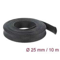 DeLock Braided Sleeving stretchable 10mx25mm Black
