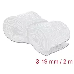   DeLock Braided Sleeving with Hook-and-Loop Fastener 2mx19mm White