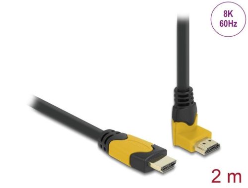 DeLock High Speed HDMI cable male straight to male 90° upwards angled 48 Gbps 8K 60Hz 2m Black