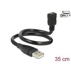   DeLock Cable USB 2.0 Type-A male > USB 2.0 Micro-B female ShapeCable 0,35m Black