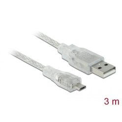   DeLock Cable USB 2.0 Type-A male > USB 2.0 Micro-B male 3m Transparent