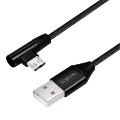   Logilink USB 2.0 cable, USB-A/M to Micro-USB/M (90°) 0,3m Black