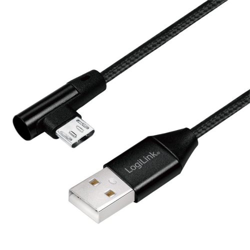 Logilink USB 2.0 cable, USB-A/M to Micro-USB/M (90°) 0,3m Black