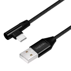   Logilink USB 2.0 Type-C cable C/M (90°) to USB-A/M 0,3m Black