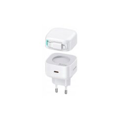   Usams CC209TC02 Hálózati töltő 1xUSB-C aljzattal + Lightning kábel 35W GaN White