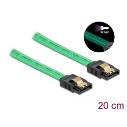 DeLock SATA 6 Gb/s Cable UV glow effect 20cm Green