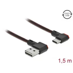   DeLock EASY-USB 2.0 Cable Type-A male to USB Type-C male angled left / right 1.5m Black