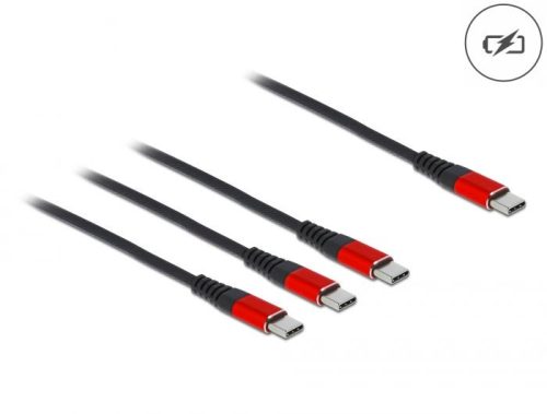 DeLock USB Charging Cable 3 in 1 USB Type-C to 3 x USB Type-C 1m Black/Red