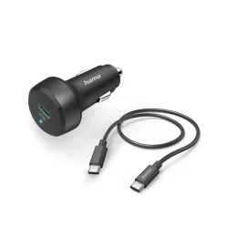   Hama Car Fast Charger with USB-C Charging Cable PD / QC 25W 1m Black