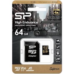   Silicon Power 64GB microSDXC Gold Series High Endurance Class 10 UHS-I U3 V30 A1 + adapterrel