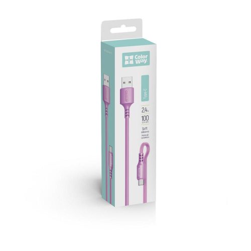 ColorWay USB to Type-C cable (soft silicone) 2.4A 1m Purple