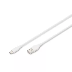   Digitus USB-C Silicone charging cable USB-A to USB-C  USB 2.0 60W 0,5m White