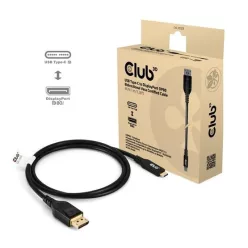   Club3D USB Type-C Cable to DP 2.1 Bi-Directional VESA DP80 Certified Cable 1m Black