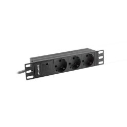   Lanberg 10" PDU/elosztósor 1U 16A 2m 3x Schuko aljzat Black