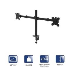   Akyga AK-MB-02 Dual Monitor Arm Double Desk Mount 2x10kg VESA 75x75mm / 100x100mm 15-32"