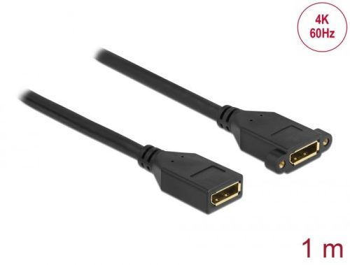 DeLock DisplayPort 1.2 cable female to female panel-mount 4K 60Hz 1m Black