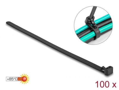 DeLock Cable ties reusable heat-resistant L 150 x W 7.5mm 100 pieces Black