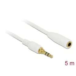   DeLock Stereo Jack Extension Cable 3.5 mm 3 pin male to female 5m White