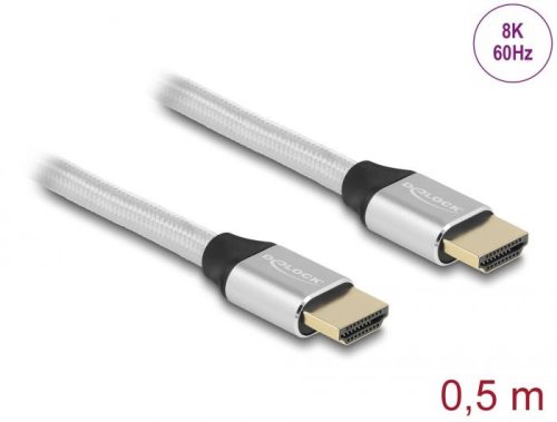 DeLock Ultra High Speed HDMI Cable 48 Gbps 8K 60 Hz 0,5m certified Silver