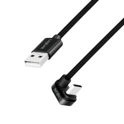   Logilink USB 2.0 Type-C cable C/M 180° to USB-A/M alu 1m Black