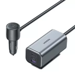 UGREEN 150W USB-C Car Charger with  Extended USB-A+2xUSB-C Charging Hub Grey