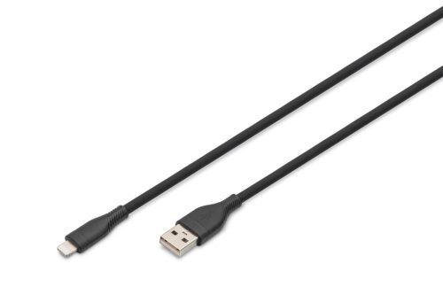 Assmann Lightningh to USB Silicone USB2.0 12W Cable 0,5m Black