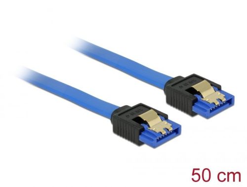 DeLock Cable SATA 6 Gb/s receptacle straight > SATA receptacle straight 50 cm blue with gold clips