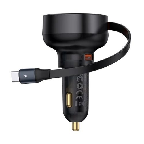 Baseus Enjoyment Pro Car Charger U+Retractable Type-C Cable 60W Black