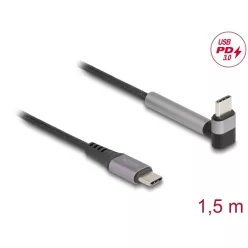   DeLock USB 2.0 Cable USB Type-C male to male angled with stand function PD 3.0 60W 1,5m Black