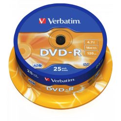   Verbatim DVD-R 4,7Gb 16x Hengeres 25db/csomag (25-ös címke)