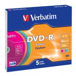 Verbatim DVD-R 4,7Gb 16x Slim 5db/csomag (5-ös címke)