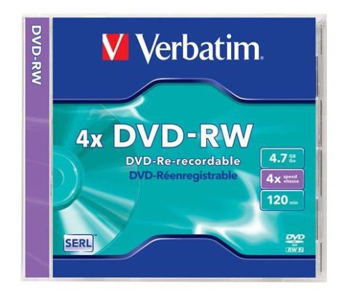 Verbatim DVD-RW 4,7Gb 4x Normál tok 1db/csomag (1-es címke)