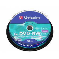 Verbatim DVD-RW 4,7Gb 4x Hengeres 10db/csomag (10-es címke)