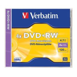   Verbatim DVD+RW 4,7Gb 4x Normál tok 1db/csomag (1-es címke)
