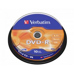   Verbatim DVD-R 4,7Gb 16x Hengeres 10db/csomag (10-ös címke)