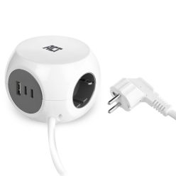   ACT Power Strip Cube F Socket Hálózati Elosztó 3DIN 1,5m White