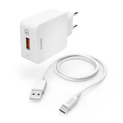 Hama Fast Charger with USB-C Charging Cable 19,5W 1,5m White